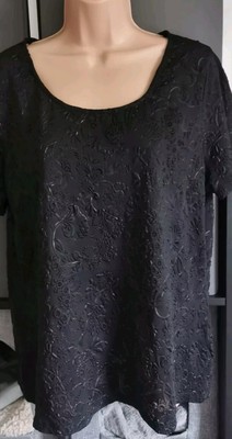 Tu Paisley Top Black Occasion  Textured Uk 18 XL
