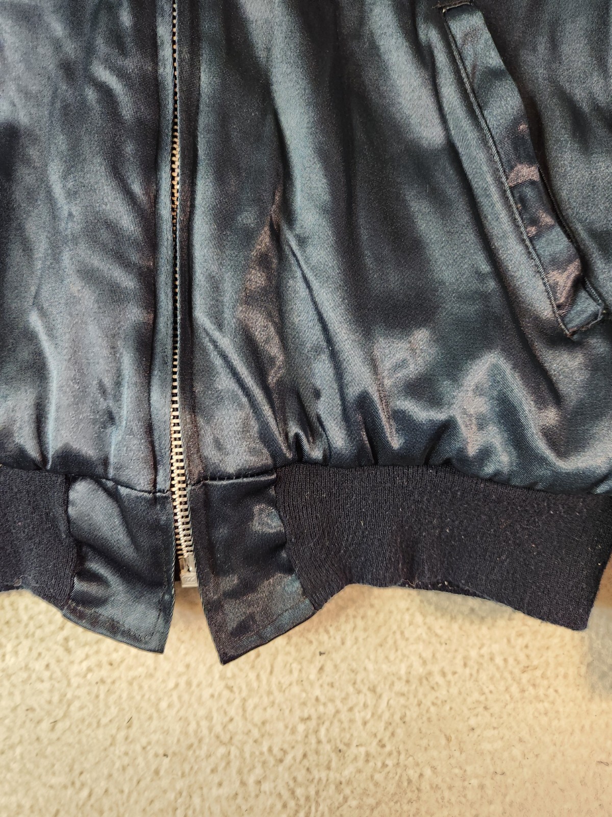 Vtg Flight Jacket Outer Shell Full Zip Quilted Li… - image 8