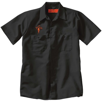 TCB Lightning Bolt Elvis Button UP WORK SHIRT Auto Kustom Rockabilly Punk
