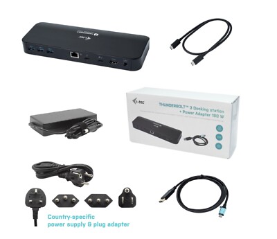 i-tec Thunderbolt 3 Dual 4K Docking Station + Power Adapter 180 W