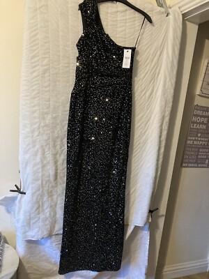 knee length dresses for ladies LIPSY Black Premium One Shoulder Diamante Embellished Dress UK 6 main image 1