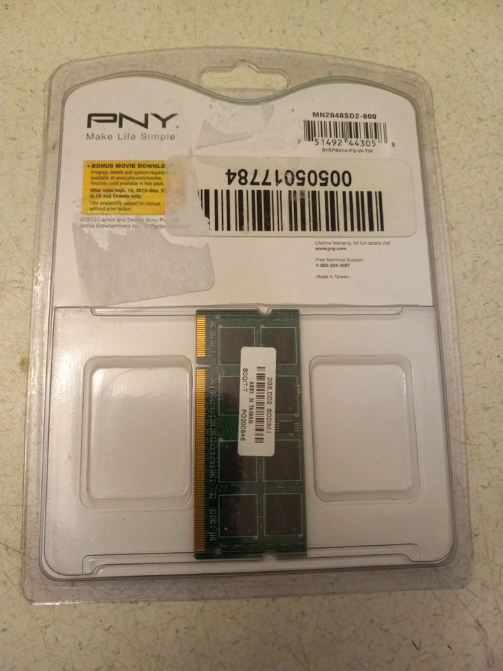 PNY PC2-6400 2 GB  SDRAM Memory (MN2048SD2-800) NEW - Image 2 of 2