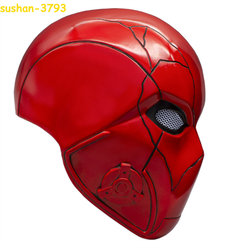 Red Hood Cosplay Batman Robin Helmet Mask Resin Red Halloween Prop Accessories - Picture 4 of 9