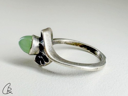 Vintage-Silberring der UdSSR mit grünem Stein. 875er Sterlingsilber,Punze:Stern - Bild 6 von 8