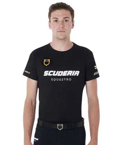 T-shirt da equitazione per uomo a maniche corte cotone elasticizzato