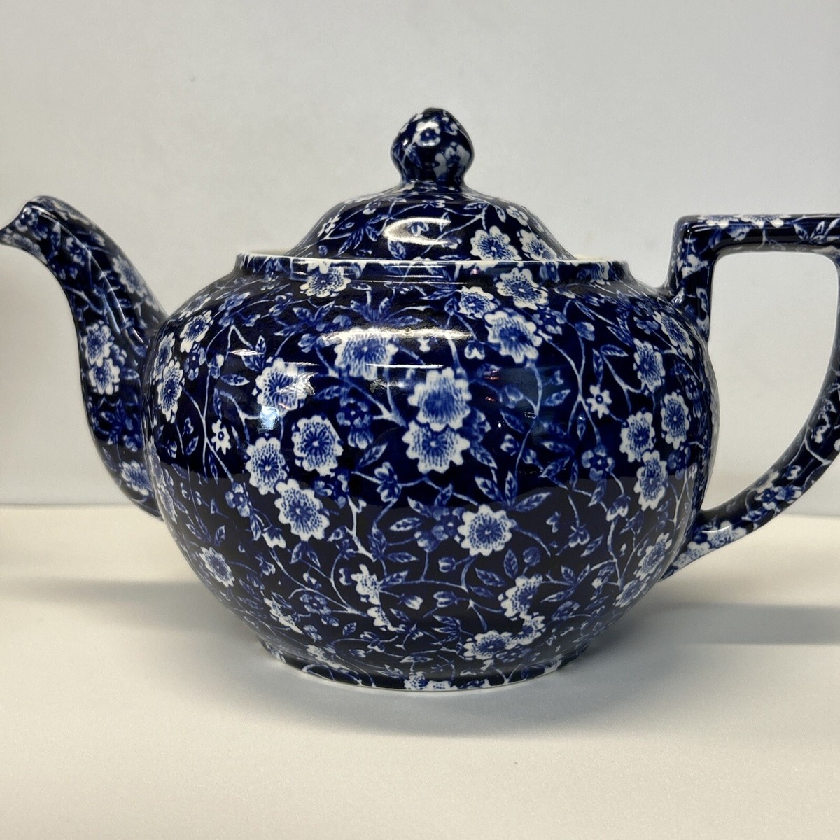 英国BURLEIGH 社アールデコTea Set １４点セット　アンティーク VINTAGE CALICO Burleigh STAFFORDSHIRE ENGLAND Teapot Blue/white
