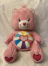Care Bears 2006 Hopeful Heart Bear Pink Stuffed Animal Plush 14  READ
