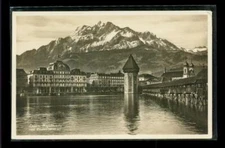 Vintage Postcard RPPC Real Photo Luzern Kapellbrucke Pilatus Chapel Bridge