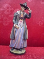 Figura in Legno di Tiglio Donna in Costume Intagliata e Dipinta Tirolo