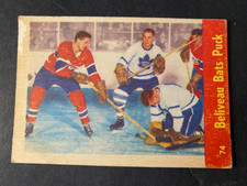Jean Beliveau & Harry Lumley - 1955-56 Vintage Parkhurst Hockey Card #74