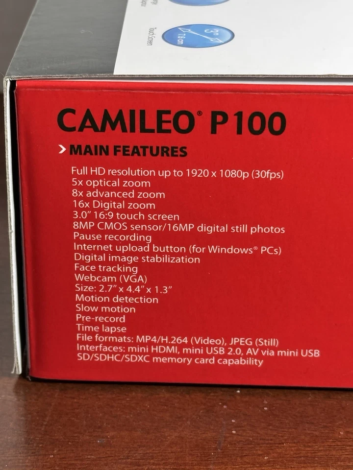 Videocámara digital compacta HD negra Toshiba Camileo P100 - ¡Nueva caja abierta! Foto 3 de 4