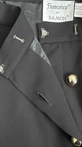Women's Black Long Pencil Skirt Large Gold Side Buttons Thigh-High Slit RT$180 - Picture 5 of 5