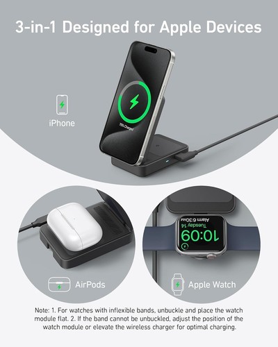 Anker MagGo Wireless Charging Station (15W, Foldable 3-in-1) Black - Picture 5 of 5