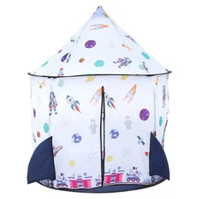 Rocket Ship Play Tent for Kids Space Themed Pop Up Playhouse Indoor Outdoor Toy
