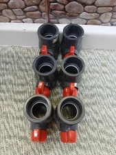 (Qty 6) B-K 1-1/2 in. Gray PVC Compact Ball Valve, Sch 80, Socket/Slip/Solvent