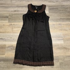 Carole Little Black Linen Beaded Dress Women’s Size 10