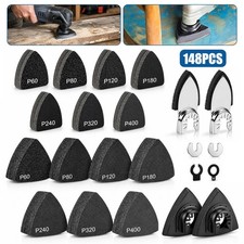 148x Oscillating Multi Tool Sanding Pad Kit Triangle Detail Sandpaper 60-400grit 148x Oscillating Multi Tool Sanding Pad Kit Triangle Detail Sandpaper 60-400grit