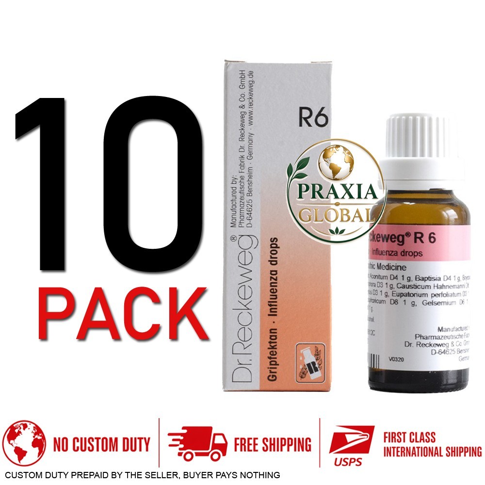 Dr Reckeweg R6 Influenza Drops 22ml SUPER SAVER PACK OF 10 Bottles