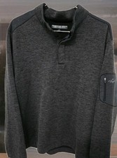 Greg Norman Shark Pullover XL Charcoal 1/4 Button Fleece Golf Zip Sleeve