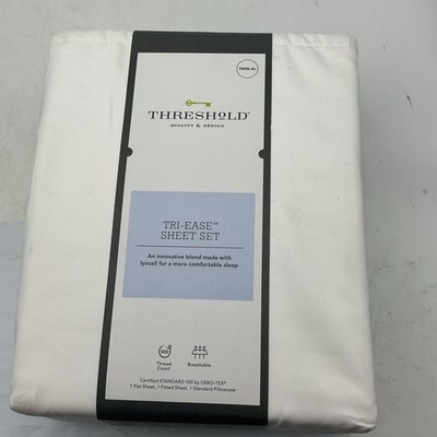Threshold  Twin/XL  Size 500 TC Tri-Ease 3PC Sheet Set White