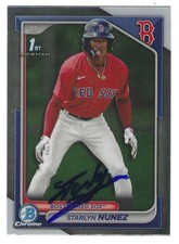 STARLYN NUNEZ SIGNED 2024 BOWMAN CHROME PROSPECTS BASEBALL CARD RED SOX #BCP-207