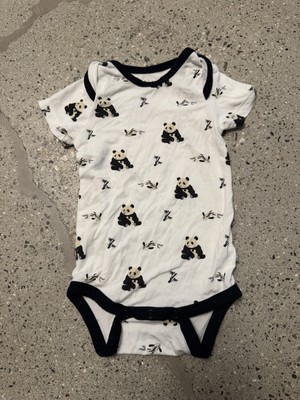 Kyte Baby Bodysuit Retired Panda Print Black And White Zen Size 0-3 months