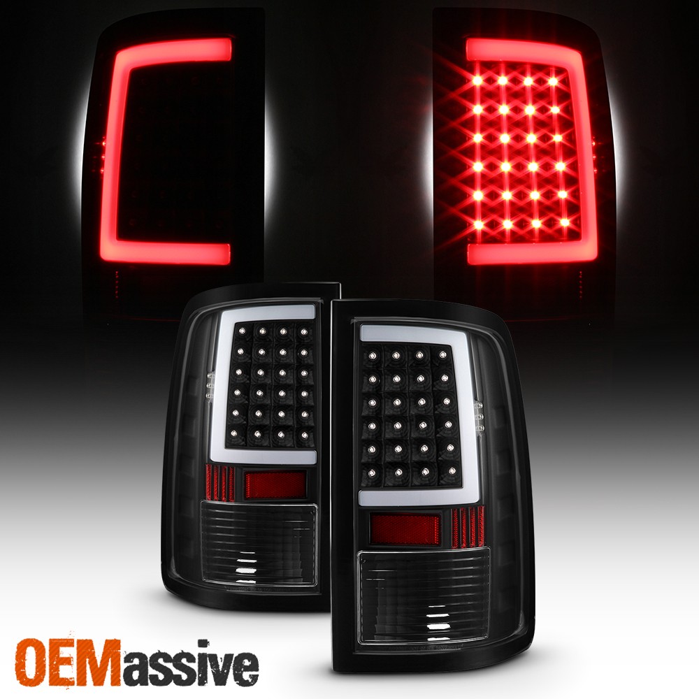 Fit 2013-2018 Dodge RAM Pickup Black Full LED DRL Tube Tail Lights Brake Lamp