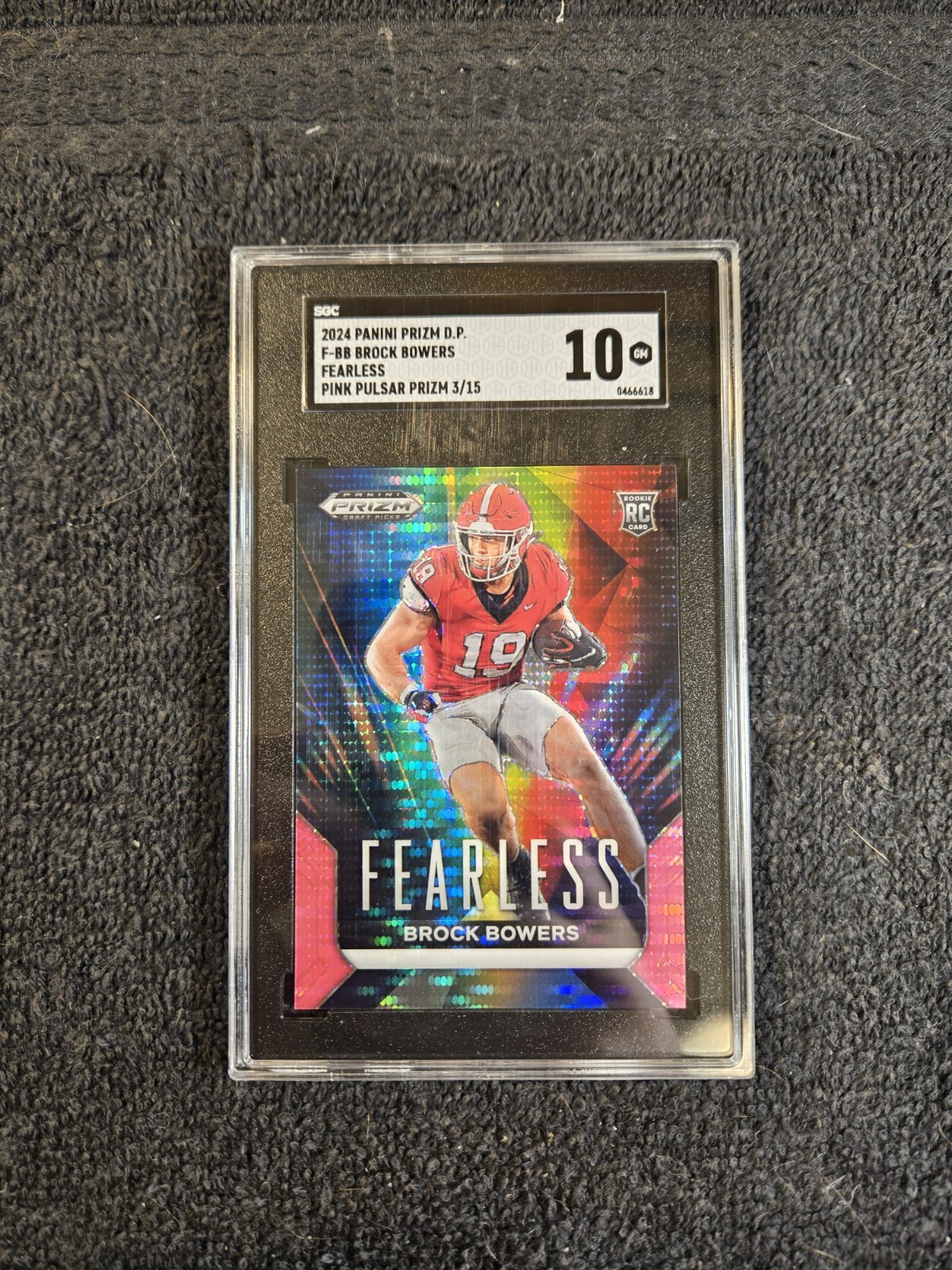 2024 BROCK BOWERS 03/15 (RC) SGC 10 GM Panini Prizm F-BB Fearless Pink Pulsar