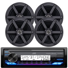 JVC KDX38MBS 1 DIN Bluetooth USB AUX Stereo Receiver, 4x 6.5" 100W Boat Speakers