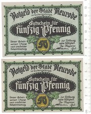 NEURODE / Schlesien (heute Polen: Nowa Ruda) 2 x 50 Pfennig, komplette Serie