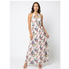 Express Floral Halter Maxi Dress Side Cutout Keyhole Boho Summer Wedding Size M