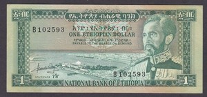 [VF-XF, No Tears or Holes] 1966 Ethiopia 1 Dollar B102593 [0222]