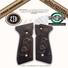 ZIB Grips Dragon Wood per Beretta 92FS 92 96 M9 M9A1 9mm Full Size Pannelli Marrone