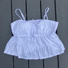 White floral eyelet babydoll camisole with bows, coquette cottagecore Y2K fairy