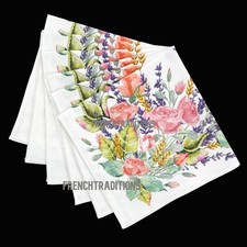 French Provencal Cotton Set of 6 Napkins Grasse Flowers - Made in France