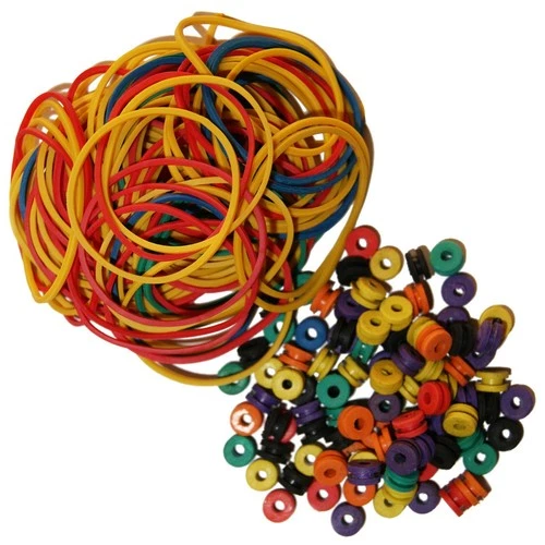 100 Rainbow Sorted Color DS Grommet Nipples 100 Rubber Bands Tattoo Kit Supply - product listing photo