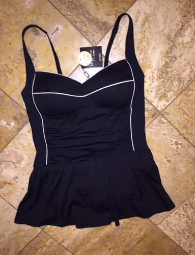 Nip Tuck Bond-eye Black Swimdress One-piece Swimsuit Women's US 14 NWT - Picture 2 of 4