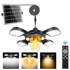 Solar Shed Light Indoor Outdoor, Upgrade 192LED Solar Pendant Light with 5 Li...