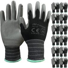 JM-FUHAND Ultra-Thin PolyurethanePU Coated safety Work Gloves-12 Pairs,Ideal ...