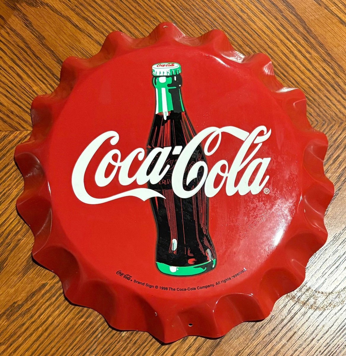 Coca-Cola 3D Bottle Cap Wall Sign Vintage 1998 Licensed Metal