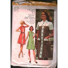 Vintage Simplicity 6097 Sewing Pattern 1970s Shirt Dress Size 18.5 Bust 41