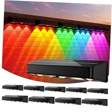 Solar Fence Lights 10 Pack, Outdoor Fence Light with 11 10 pack 3-Light Black