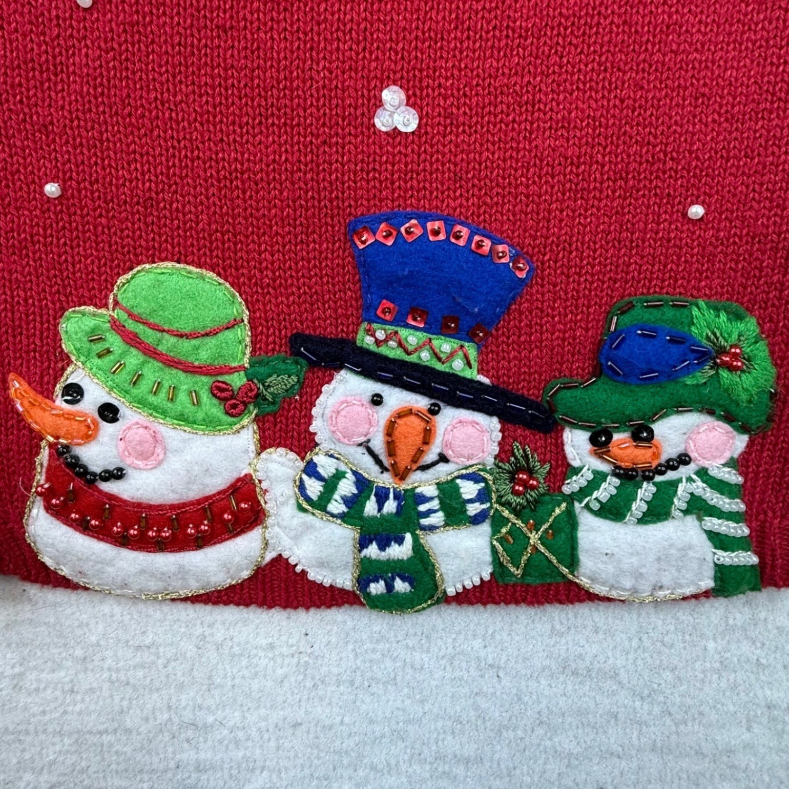 Heirloom Sweater Vest Red Snowmen Snowflake Womens large petite image 5