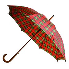 Rainbrella Classic Auto Open Umbrella with Real Wooden Hook Handle, Red/Green Pl
