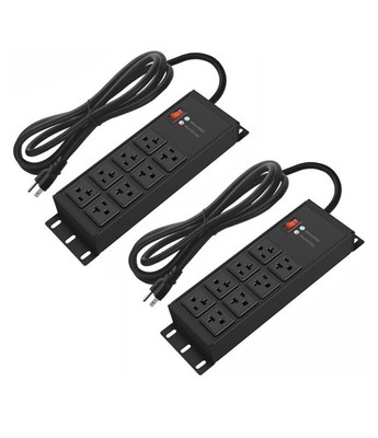 CCCEI 2pcs Heavy Duty 20 AMP 8-Outlet Surge Protector Power Strip 12 Gauge, 10 