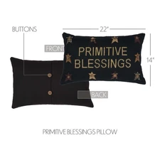 Primitive 14"x22" Blessings Pillow Black Appliqued Felt Bedroom Decor VHC Brands
