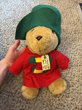 Paddington Bear Plush 16" Felt Coat Hat Sears Red  Green 1997 W/Tags VTG No Bag