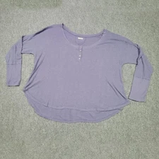 Melrose And Market Pullover Womens 4XL Purple Waffle Knit Long Sleeve Henley Top