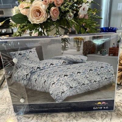 3D Shark Whale Pattern Green Quilt Cover Set Duvet Cover Bedding Set Twin Single