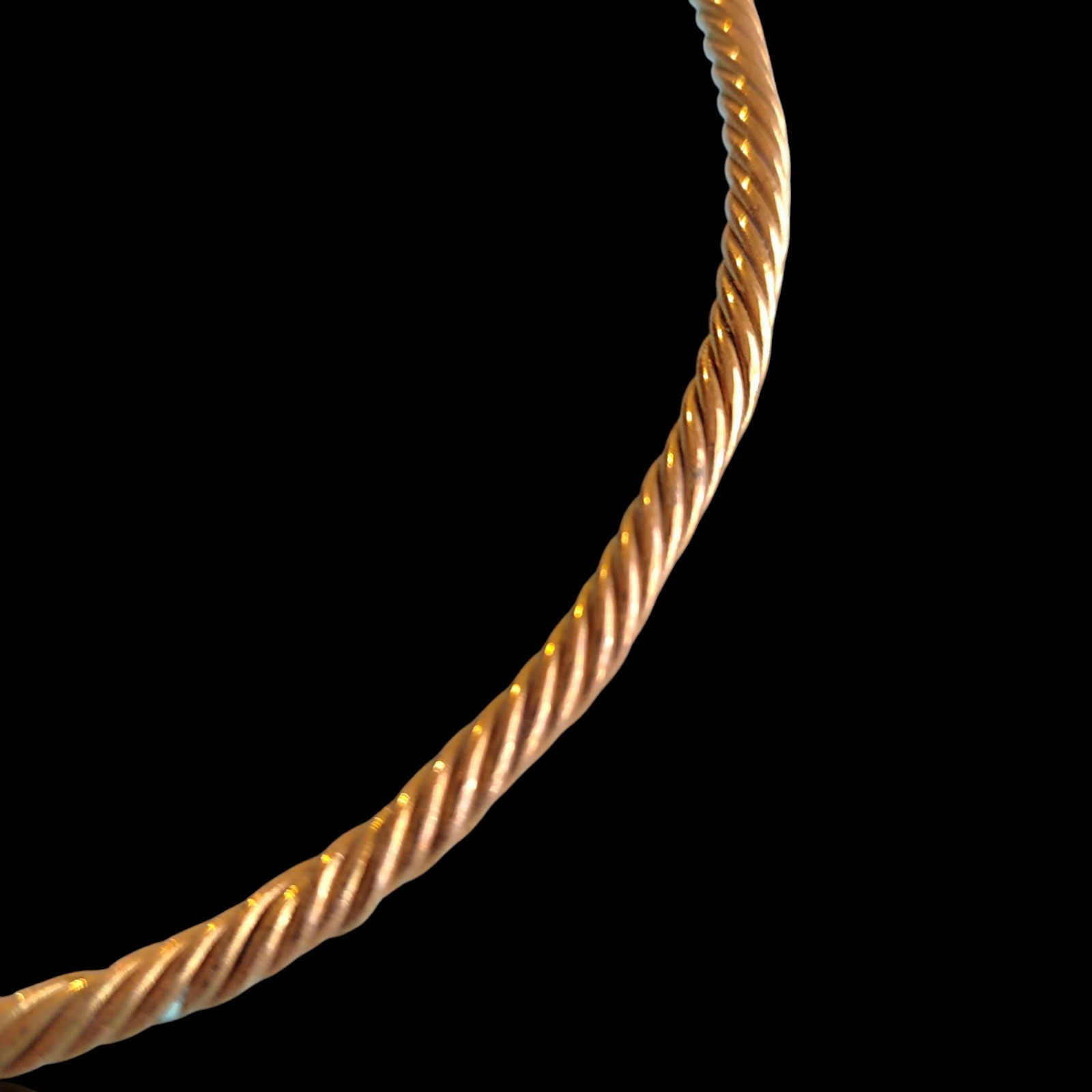 18in Twisted Rope Solid Brass Torque Necklace Vin… - image 4